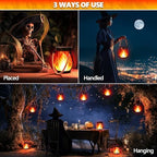 iBaycon 2 Pack Gen2 Solar Lantern Lights USB Halloween Flame Lamp, Red - Image 6