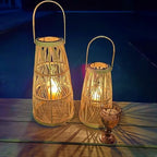 Key West Bamboo Hurricane Candle Lanterns, Set of 2, Large Tropical Holder - Image 5