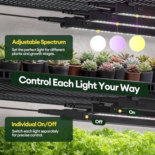 Maygrove Plant Grow Light 1ft, Tunable Full Spectrum LED Grow Light Strips 28W (4 x 7W), T5 Growing Lamp with Timer & Dimming Controller for Indoor Plants, Greenhouse, High PPFD, 4-Pack - Image 5