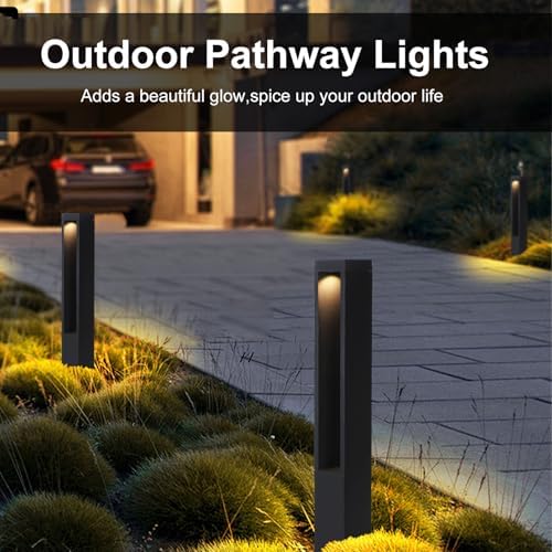 31.5 Inch Modern Landscape Path Light Outdoor LED Pathway Light IP54 Waterproof Bollard Lighting Fixture 3000K Black Square Aluminum Garden Lawn Lamp for Patio Porch Courtyard Driveway - Image 3