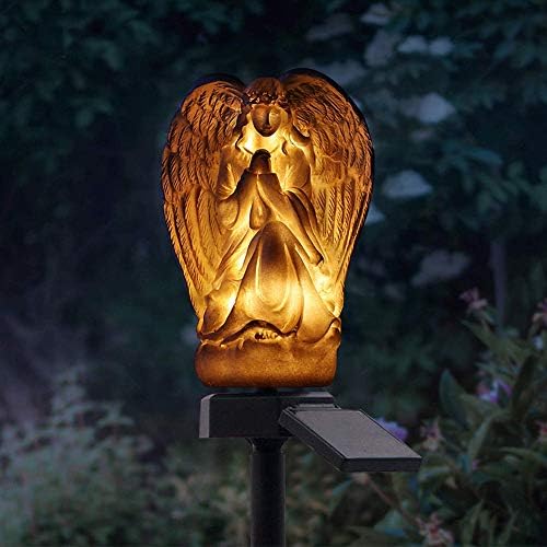 Ulalaza Outdoor Resin Solar Lights Angel Shape Solar Powered LED Lamp Waterproof Garden Light Decoration for Walkway Path Landscape Lawn Yard - Image 3
