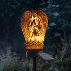 Ulalaza Outdoor Resin Solar Lights Angel Shape Solar Powered LED Lamp Waterproof Garden Light Decoration for Walkway Path Landscape Lawn Yard - Image 3