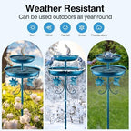 Daoeny Bird Bath for Outside, 42In Vintage Freestanding Birdbaths for Outdoors, Double Metal Bird Bath Feeder Bowls for Garden Patio Yard Lawn Decor, Upgraded 5-Pronged Base (Blue) - Image 5
