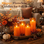 Homemory Halloween Orange Flameless Candles, Acrylic, Remote Timer, 9 Pack - Image 2