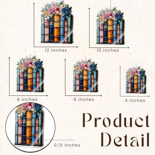 Floral Book Acrylic Suncatcher Size 12 inches, Bookish Stained Glass Effect Window Hanging Ornament, Garden Decor, Gift for Book Lover Reader Bookworm - Image 3