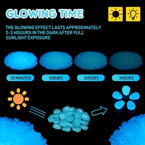 Landical 20000 Pcs Glow in the Dark Rocks Bulk Blue Garden Glow Rocks Outdoor Garden Glow in the Dark Pebble Glow in the Dark Stone for Walkway Backyard Landscaping Fish Tank Plant Decor - Image 6