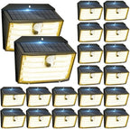 [20 Packs] Solar Motion Lights Outdoor, Ultra Bright Solar Fence Lights with Motion Sensor, IP65 Waterproof Security Light 3 Modes, 270° Lighting Angle, Wall Lights for Deck Patio Fence Garage Door by Claoner