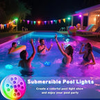 Pool Lights for Above Ground Pools, Rechargeable 10 Color Changing Submersible LED Lights with Remote & 6 Modes, IP68 Waterproof Underwater Light for Swimming Pool Fountain Pond Hot Tub (2 Pack) - Image 2