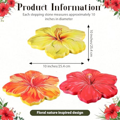 Cinnvoice 3 Pack Hibiscus Stepping Stones Outdoor for Garden, 10 Inches - Image 2