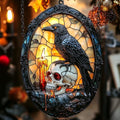 Gothic Raven and Skull Acrylic Suncatcher by AVAGAN