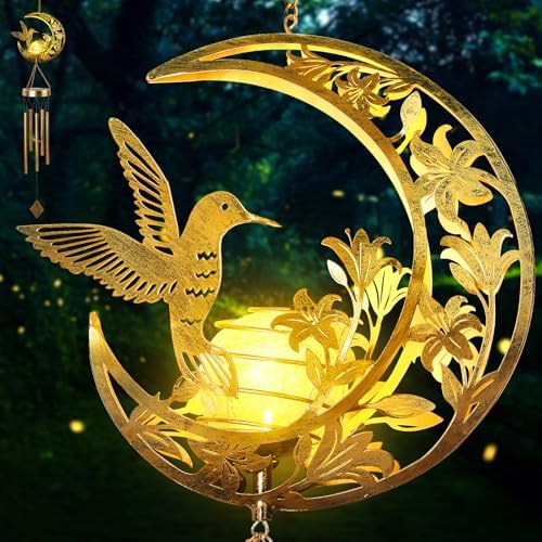 Hummningbird Solar Outdoor Wind Chimes - Unique Moon Hummingbird Design, for Mothers, Grandmothers, Sisters, Friends and Girls on Birthdays, Christmas, Thanksgiving and Mother's Day - Image 6