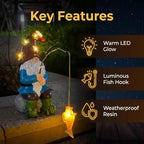 Solar Garden Gnome Statues Outdoor Statue Decor, Outdoor Fishing Gnome with Bee Solar Lights, Garden Figurines for Yard Decor Patio Porch Lawn Ornaments, Birthday Gifts for Mom, Thanksgiving - Image 2