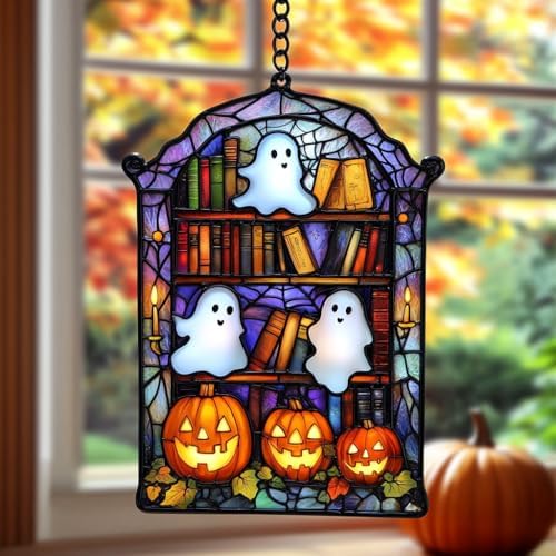 Ghostly Bookshelf Acrylic Suncatcher by AVAGAN