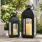 NEEDOMO Lanterns Decorative Indoor&Outdoor, 20''/16''H Set of 2 Outdoor Lanterns for Porch,Metal Frame Candle Holders Hanging Lights with Glass, Spring, Fall, Christmas by NEEDOMO-LightUpYourSpace