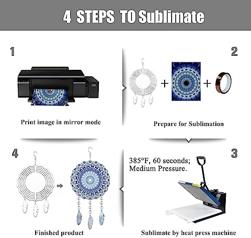 4Pack 10 inch Sublimation Wind Spinner Blanks 3D Aluminum Metal Wind Sculpture Kinetic Spinners for Yard and Garden Indoor Art Ornaments Hanging Decoration (Feather) - Image 4