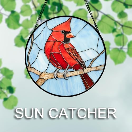 A Cardinal in The Tree Stained Glass Window Hanging Suncatcher Gifts 12" - Image 4