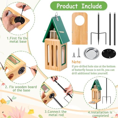 New Upgraded Butterfly House and Feeder for Outside Wooden Butterfly House - Image 5