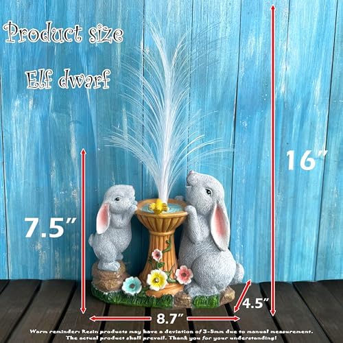 Solar Rabbit Garden Statues Outdoor Decor with LED Lights, Resin Rabbits Figurine Lights Decorations Colour Changing Fiber Optical Light, Outside Lawn Decor for Yard, Unique Housewarming Gift - Image 3