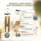 36" Windchimes Outdoors, Double Sided Engraving Pendant, Deep Tone 6 Aluminum Tubes & Pine Wood, Sympathy Gifts for Loss of a loved one, Includes Letter from Heaven & Acrylic Heart Plaque - Image 2
