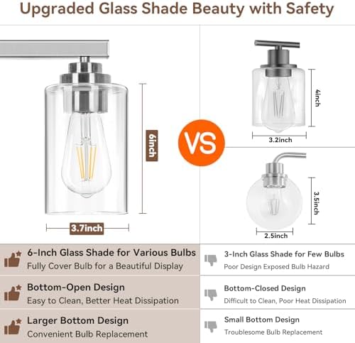 VerRon 5-Light Bathroom Light Fixtures, 31" Brushed Nickel Vanity Lights - Image 4