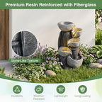 Giantex 5-Tier Outdoor Water Fountain with Lights, 17.5 Inch Cascading Bowls Tabletop Waterfall Fountain with Pump, Resin Garden Water Feature for Indoor Outdoor Patio, Yard, Porch Decor - Image 5