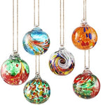VOREEN 6-Pack Blown Glass Christmas Ornaments, 2.56" Handblown Hanging Glass Gazing Balls for Christmas Tree Decoration, Holiday Ornament Gift Set（Colorful Festival Mix） by VOREEN