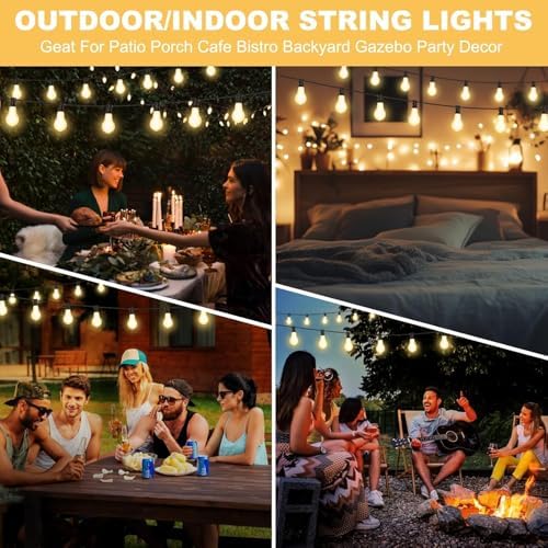 26FT Outdoor String Lights 17+2 Bulbs,120W Dimmer Remote IP65 Watterproof - Image 6