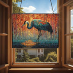 Customized Rectangle Mosaic Crane in Morning Mist Suncatcher Stained Glass Window Hangings Sun Catchers Colorful Ornament Gifts for Women Mom Wife Halloween Christmas Housewarming - Image 4
