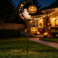 Solar Halloween White Ghost & Pumpkin Moon Garden Stake Light, Outdoor Waterproof Yard Decoration with Crescent Moon, Decorations with Pumpkins Lantern for Patio, Yard, Lawn, Pathway (Ghost) by XIDIAK