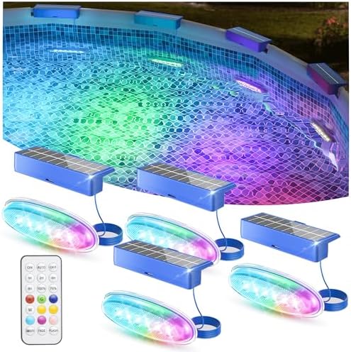 NIORSUN Solar Pool Lights for Above Ground & Inground Pools - IP68 Waterproof 9 RGB Color LED Pool Light with 3.6ft Cord & Remote, Underwater Lights for Pools/Pond Decor by NIORSUN