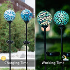 VCUTEKA Decorative Solar Garden Lights, 3.5" Mosaic Globe Stake 2 Pack - Image 3