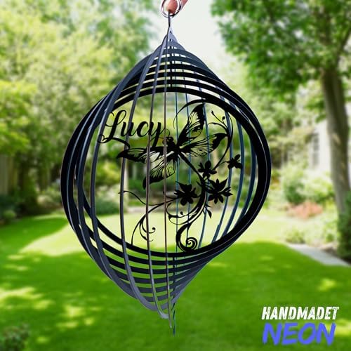 Personalized Wind Spinner Music Rose Custom Name Flower Metal Sublimation Ornament Twirler Laser 3D Art Patio Porch Lawn Indoor Outdoor Garden Yard Decor Housewarming Presents (Dragonfly) - Image 5