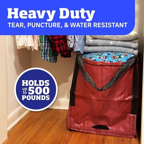 DURASACK Heavy Duty Storage Tote Bag 22-Gallon, Red, Pack of 4 - Image 2