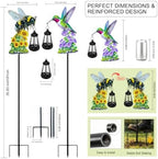2 Pack Solar Garden Stakes, Metal Hummingbird & Bee Lantern Lights - Image 2