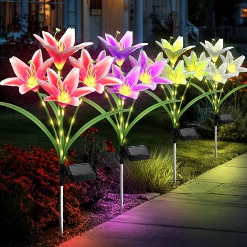 4 Pack Lily Solar Path Lights, IP65 Waterproof Adjustable Landscape Lights by Unknown