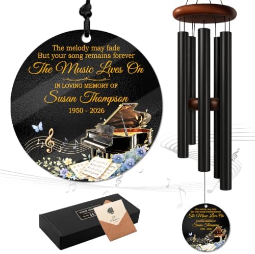 Personalized Grand Piano Memorial Wind Chime, Custom Name & Year by AlpadilCo