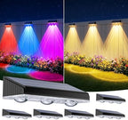 Solar Fence Lights Outdoor 6 Pack, Upgraded Brightness 3X LED Lens Fence Lights Solar Powered, 9 Fixed Colors & RGB Lights, IP65 Waterproof Solar Lights for Outside Backyard/Railing/Step/Patio by BONLION