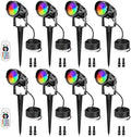 12W RGBW Color Changing Landscape Lights - Low Voltage LED Landscape Lighting, Remote Control Spotlight Outdoor Waterproof Garden Pathway Halloween Christmas Spot Lights, 8 Pack with Connector by LemonBest