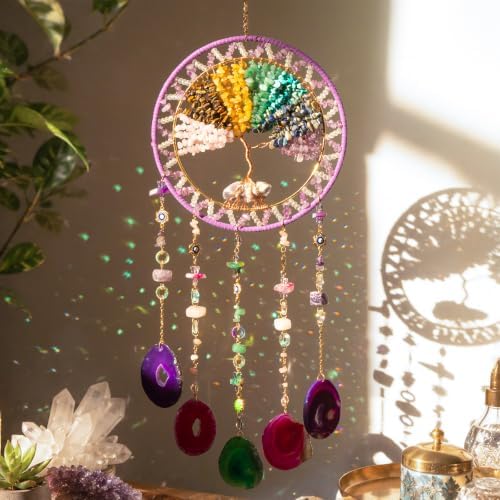 Rainbow Sun Catcher Large Chakra Crystal Suncatchers for Window Hanging by Dreamocean