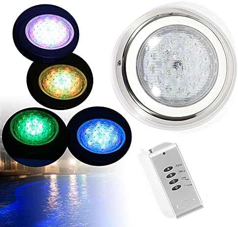 54W RGB LED 7 Color Changing Pool Light 5400 LMS Wall Surface Mounted Waterproof 90 Degrees Beam Angle Swimming Pool Pond Submersible Underwater Lamp IP68 Waterproof 12V AC with Remote 4.9ft Cord - Image 7