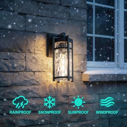 Outdoor Wall Light Fixtures, Waterproof Front Porch Light, Modern Exterior Lighting with E26 Socket, Wall Sconce Lantern Lamp, Black Outside Light for Front Door, House, Garage, Patio (2 Pack) - Image 4