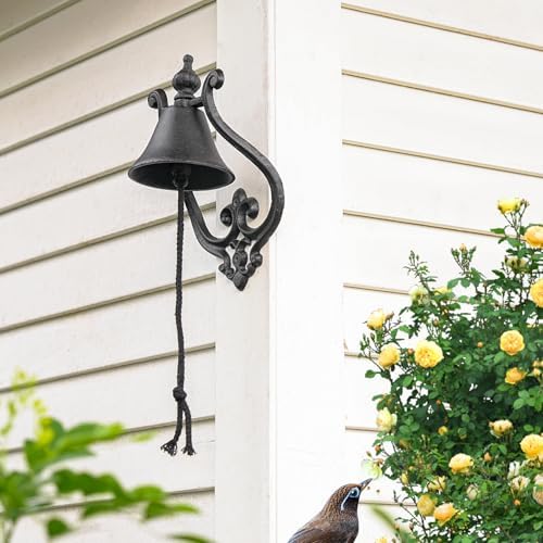 Sungmor Cast Iron Wall Bell, Vintage Rustic Dinner Bell with Rope - Image 3