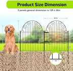 Garden Fence 5 Panels, 36 in H Above Ground, No Dig Metal Fence - Image 2