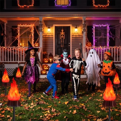 Toodour Solar Halloween Lights Outdoor, 4 Pack Solar Torch Light Waterproof - Image 2