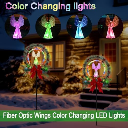 Fiber Optic Angel Solar Lights Garden Stakes,Christmas Decorastions Outdoor - Image 3