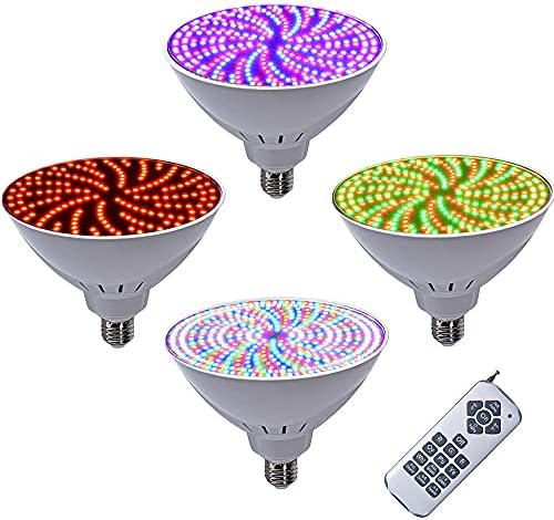 Astra Depot 4pcs 468-LED 120V RGB Underwater Swimming Pool Light Lamp Bulb Multi Color IP68 w Remote Control for Inground Pool Aquarium Fountain Pond E27 Socket by AstraDepot