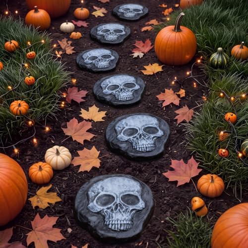 Landical 6 Pack Halloween Decorative Stepping Stones for Garden,Skull by Landical