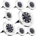 8 Pack 8 LED Solar Disk Lights, Outdoor Solar Ground Landscape Light for Garden Patio Decor, Cool White by Unknown