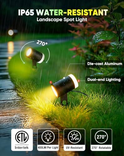 GZBtech Waterproof Landscape Spotlights 4-Pack, 24V RGB+IC+CCT Color Changing Outdoor Pathway Lighting, App&Remote Control Work with Alexa, Aluminum Dimmable LED Spot Light for Garden Yard Decor - Image 2