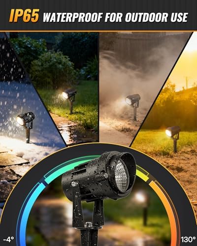 6W 700LM Low Voltage Landscape Lighting, 12V AC/DC 3000K Warm White LED Low Voltage Landscape Lights, IP65 Waterproof Outdoor Spotlights with Connectors for Garden Tree Yard 10Pack W01SLP1006 - Image 5
